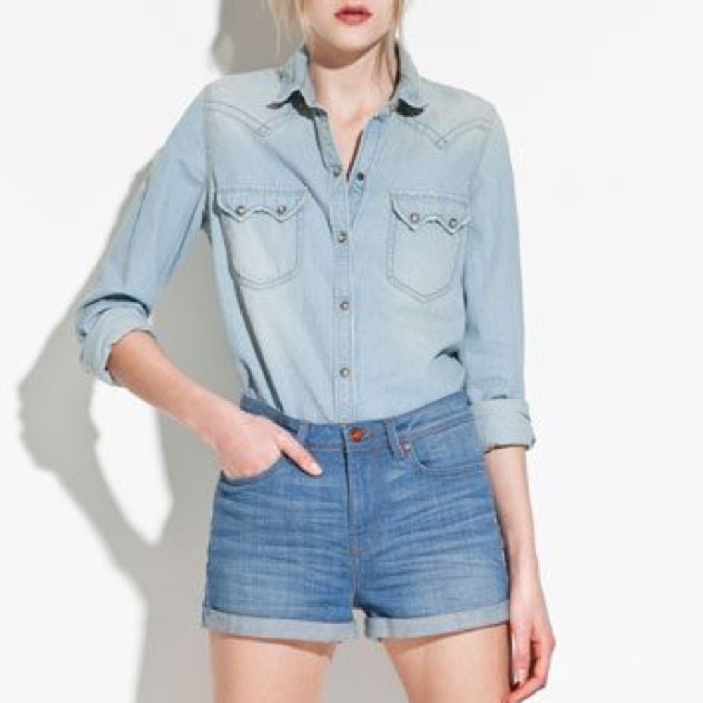 Zara Denim Top Button Down